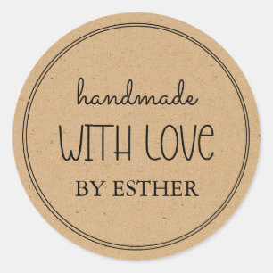 Kraft Made with Love Classic Round Sticker