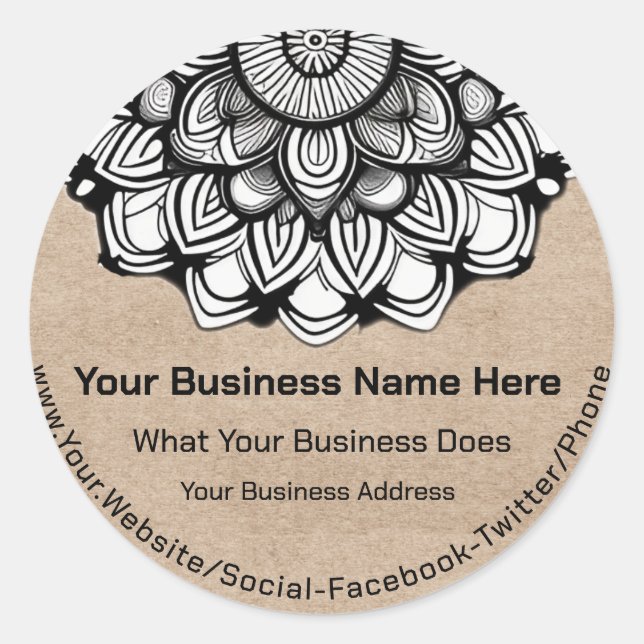 Kraft Mandala  Classic Round Sticker (Front)