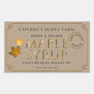 Kraft Maple Syrup Label with Leaves and Date