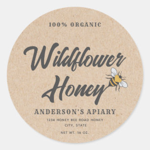 Kraft  Modern heart honey bee honey jar  Classic Round Sticker