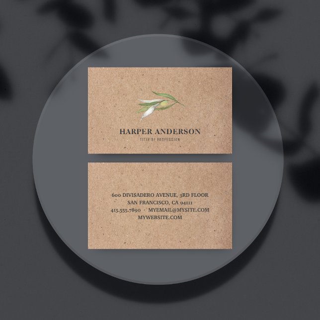 Kraft Modern Minimal Green Olive Tree Professional Business Card (Creator Uploaded)