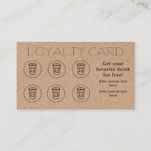 Kraft Modern Simple Minimal Coffee Cup Shop Café  Loyalty Card