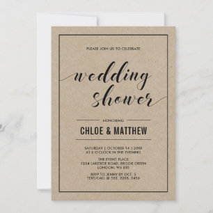 Kraft Modern Typography Couples Wedding Shower Invitation