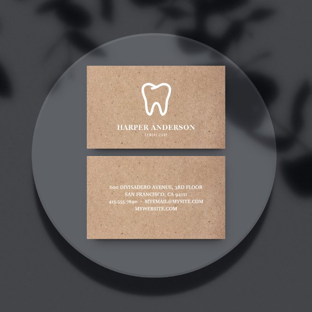 Kraft Modern White Professional Dental Care Business Card (Creator Uploaded)