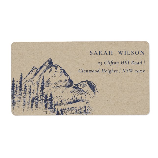 Kraft Navy Pine Woods Mountain Sketch Address (Front)