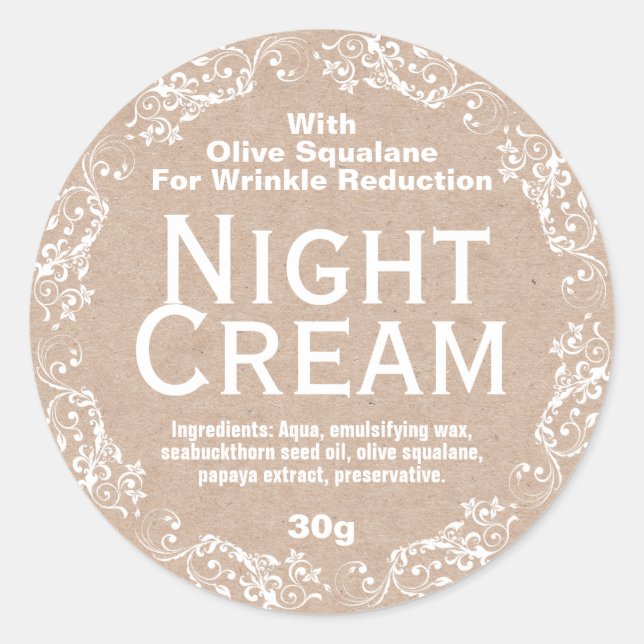 Kraft Night Cream Moisturizer Lotion Classic Round Sticker (Front)