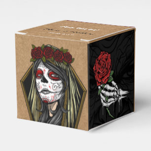 Kraft Painted Skull Face Roses Gothic Wedding Favour Box