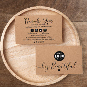 Kraft Paper Add Logo Thank You Business Card