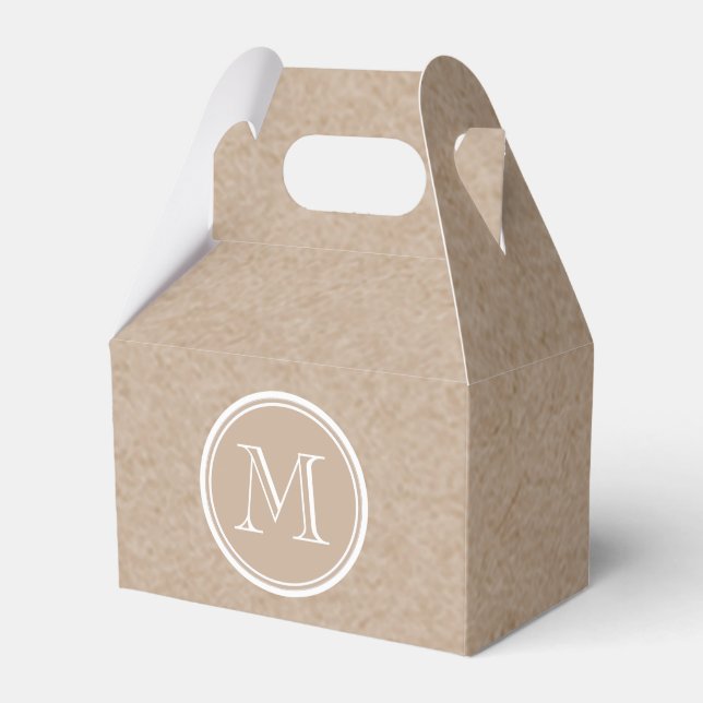 Kraft Paper Background Monogram Favour Box (Front Side)