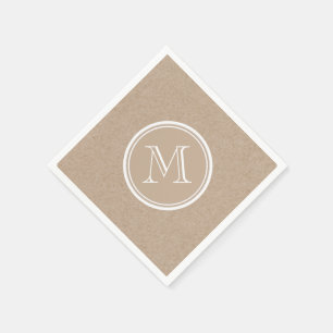 Kraft Paper Background Monogram Napkin