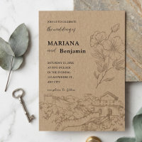 Kraft Paper Botanical Line Art Rustic Wedding