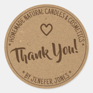 Kraft Paper Brown Border Frame Thank You Labels