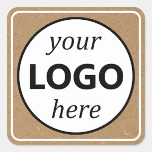 Kraft Paper Brown Your Logo Here Square Sticker