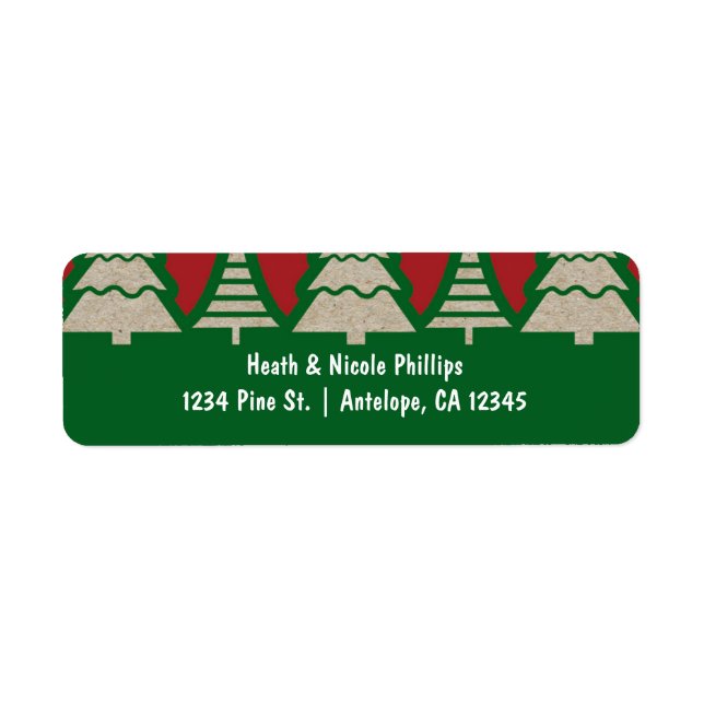 Kraft Paper Christmas Tree Holiday Address Labels (Front)
