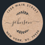 Kraft Paper Create Your Own Round Return Address Classic Round Sticker<br><div class="desc">Create Your Own Round Return Address</div>