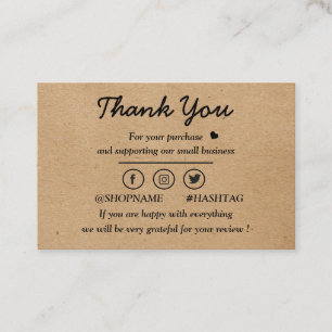 Kraft paper custom logo thank you business card