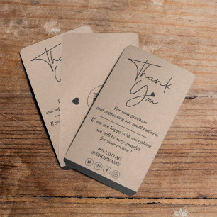 Kraft paper custom logo thank you business card