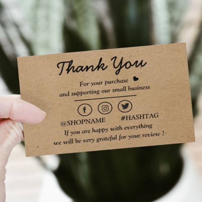 Kraft paper custom logo thank you  business card (Creator Uploaded)