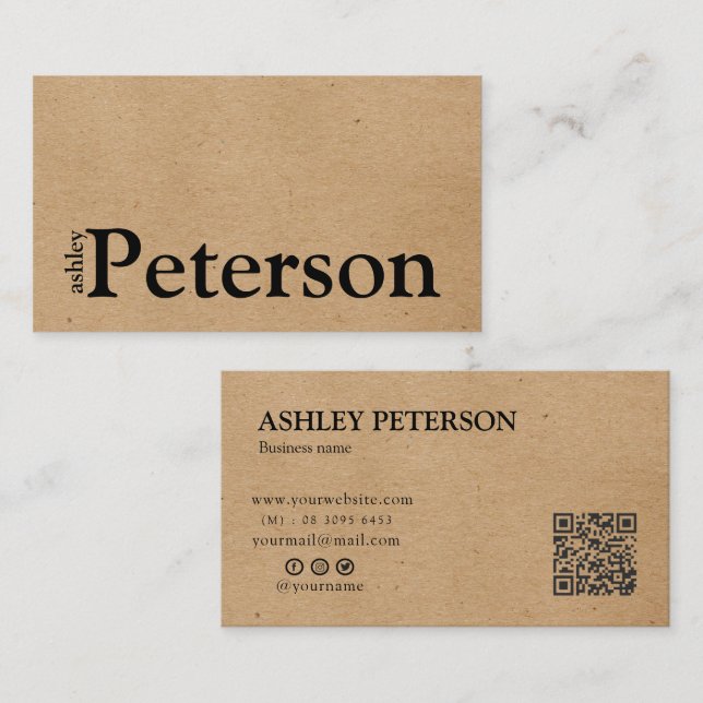 Kraft paper custom logo thank you  business card (Front/Back)