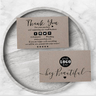 Kraft Paper Custom Logo Thank You Earthy Business Card
