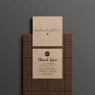Kraft paper custom logo thank you for business squ square business card