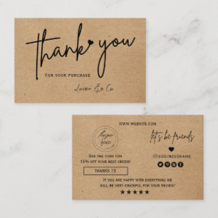 Kraft paper custom logo thank you heart business card