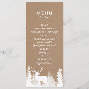 Kraft Paper Deer Christmas Wedding Menu
