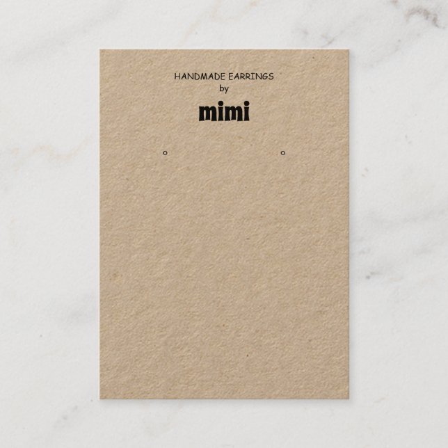 Kraft Paper Earring Display  Business Card (Front)