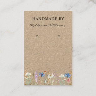Kraft Paper Earring Display    Wildflower Floral  Business Card