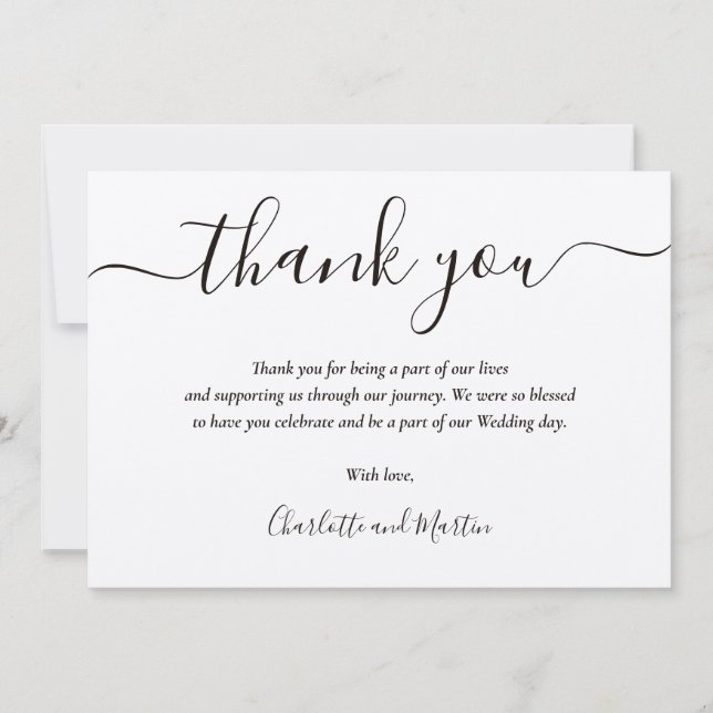 Kraft Paper Elegant Modern Script Thank You Card (Front)