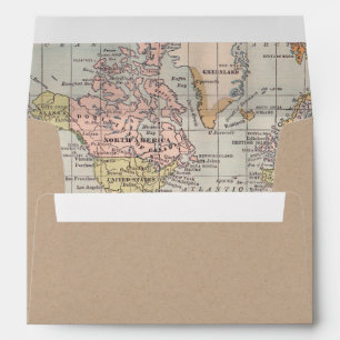 Kraft Paper Envelope Worldmap inside