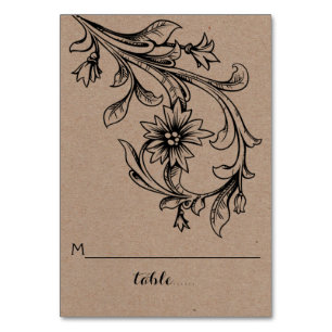 Kraft paper flourish wedding folded escort card