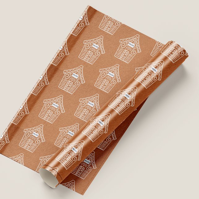 Kraft Paper  Ginger Bread House Name Christmas  (Kraft Paper Ginger Bread House Name Christmas Wrapping Paper
)