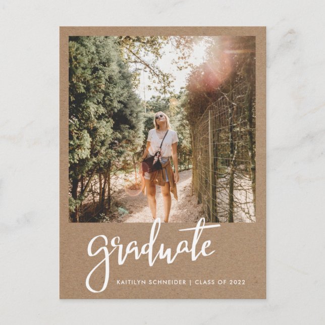 Kraft Paper Graduation Party Save The Date Photo Postcard (Front)