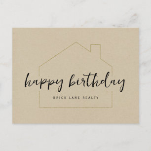 Kraft Paper Happy Birthday Realty  Postcard