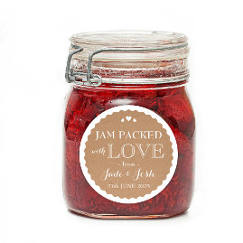 Kraft Paper Hearts Wedding Favour Jar Round Sticke Classic Round Sticker