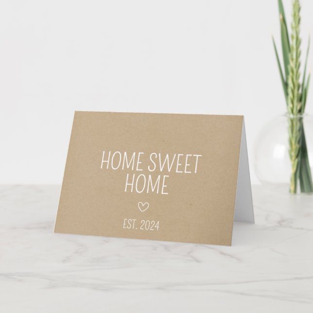 Kraft Paper Home Sweet Home New Homeowner Card (Front)