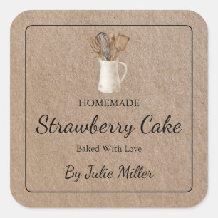 Kraft Paper Homemade Baking Cooking Square Label