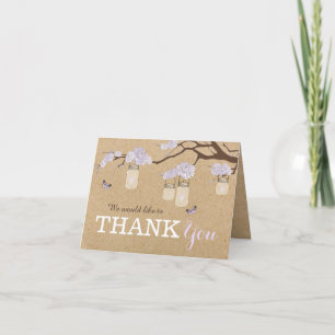 Kraft Paper Lavender Dahlia Flower Thank You Card