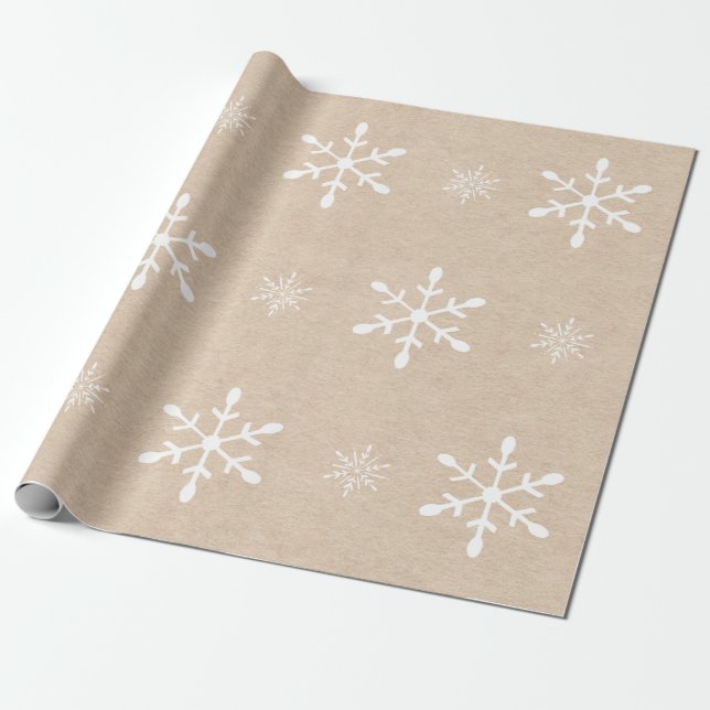 Kraft Paper Look and White Snowflakes | Christmas (Unrolled)