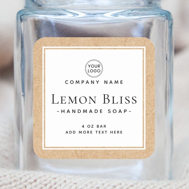 Kraft paper look border white product label (Creator Uploaded)