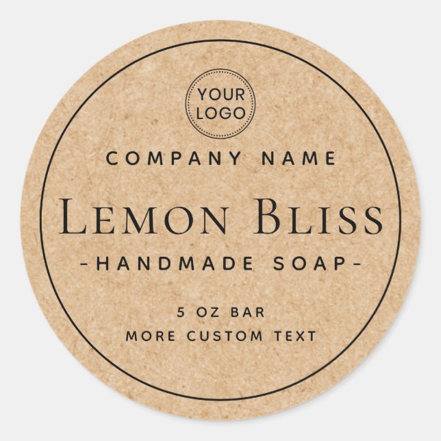 Kraft paper look round border product label (Front)