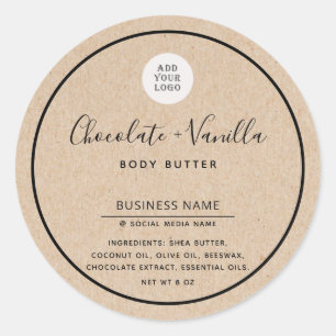 Kraft paper look Simple modern typography product  Classic Round Sticker