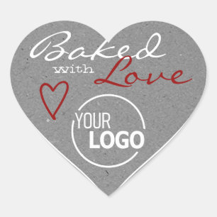 Kraft Paper Made w. Love Heart Logo Template Grey Sticker