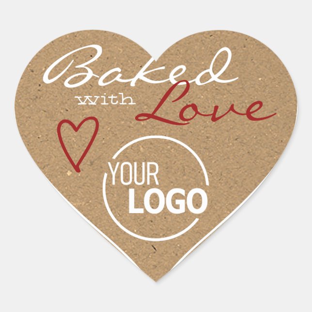 Kraft Paper Made with Love Heart Logo Template Heart Sticker (Front)