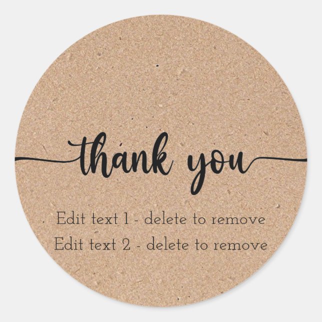 Kraft Paper Minimalist Thank You Sticker Label (Front)