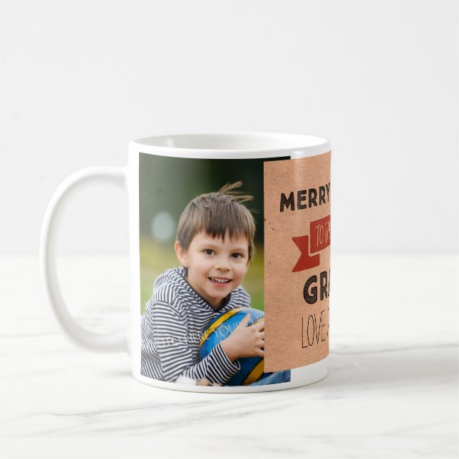 Kraft Paper Photo Best Grandpa Christmas Mug (Left)