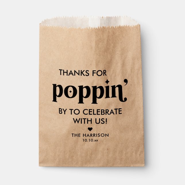 Kraft Paper Popcorn Baby Shower Favour Bag (Front)