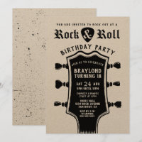 Kraft Paper Rock n Roll Guitar Invitation