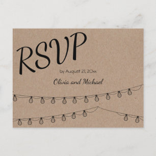 Kraft paper RSVP Postcard for wedding